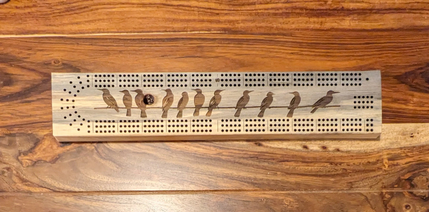 Birds on a wire 3 Track Cribbage Board
