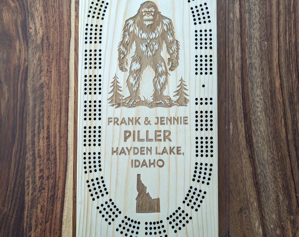 Bigfoot, Personalized, 4 Track Cribbage Board