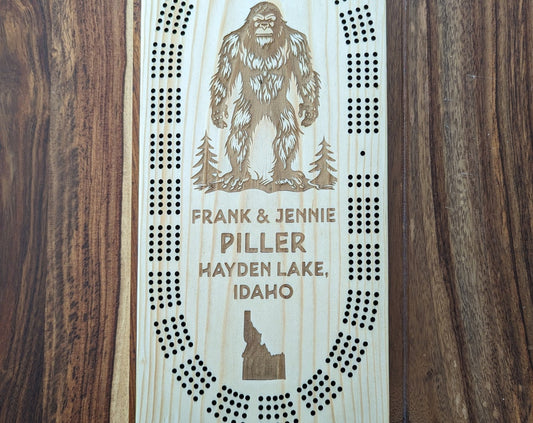 Bigfoot, Personalized, 4 Track Cribbage Board